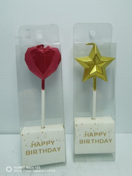 VELA X1 UNID. ESTRELLA O CORAZON V/ COLORES
