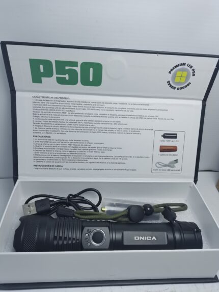 LINTERNA TACTICA RECARGABLE P50